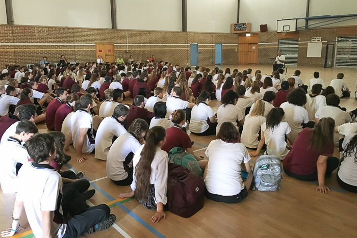 Matt Speakman sharing his story with the students at Aberfoyle Park High School