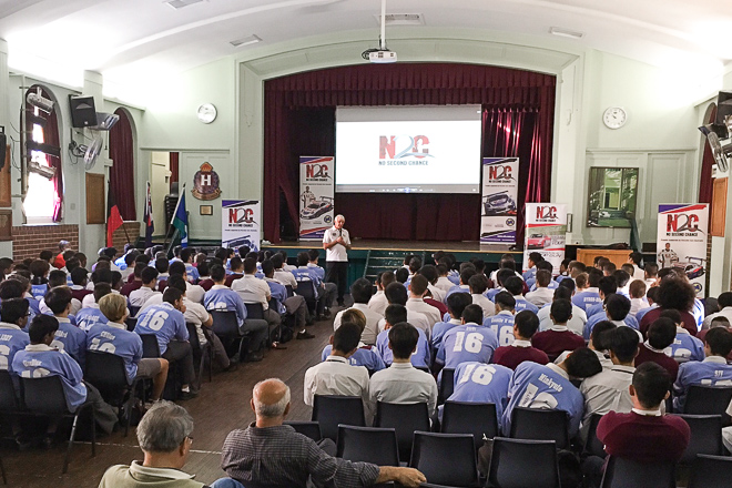 aul Stanley tells his story to the students at Homebush