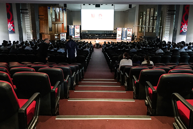 Matt Speakman talking with the Students at The Kings School in Parramatta