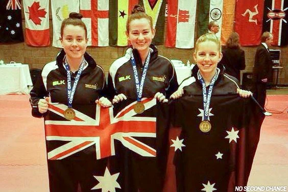 N2C Youth Role Model Maddy Houston with the Australian Team at the Taekwondo Commonwealth Championships in Scotland.