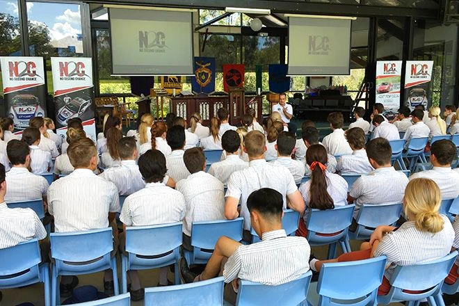 Matt Speakman speaks to the students about the long-term impact on his life because of somebody else’s stupid decision