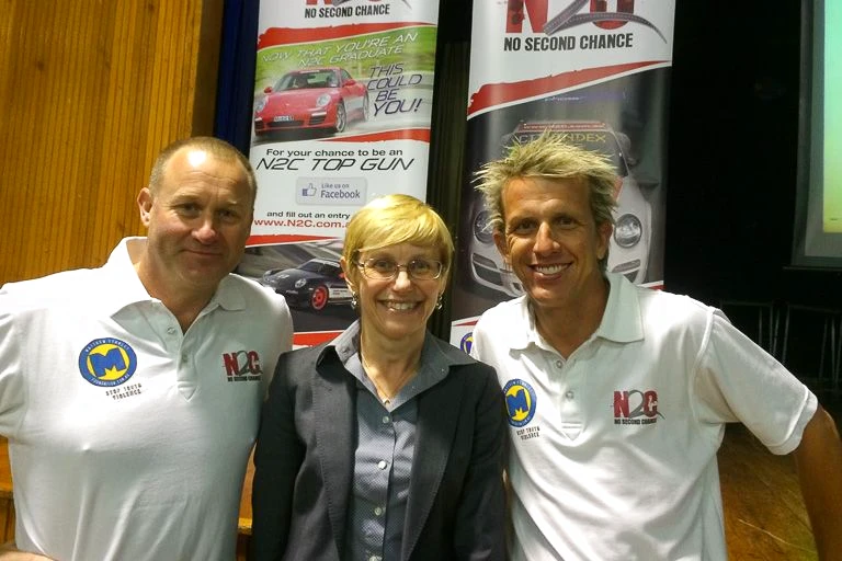 Andy McElrea and Warren Luff from N2C with Dandenong High Principal Susan Ogden