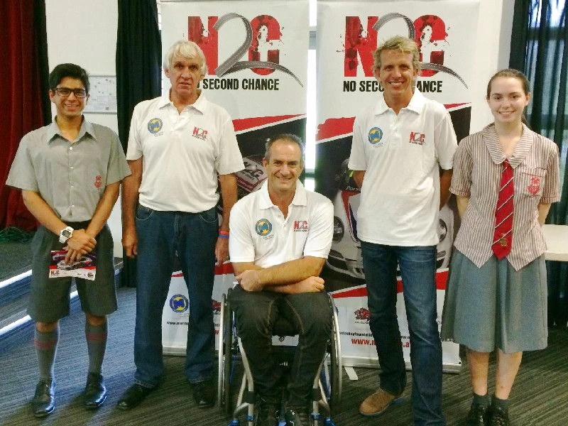 School Captains Hamza Ashraf and Mikeala Gill with Paul Stanley, Matt Speakman and Warren Luff at Whitsunday Anglican School in Mackay
