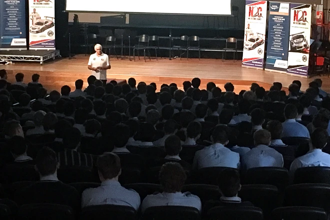 Paul Stanley talking with the Students at The Kings School in Parramatta