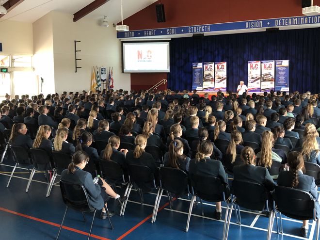 Paul Stanley talking to the students at Coomera Anglican College