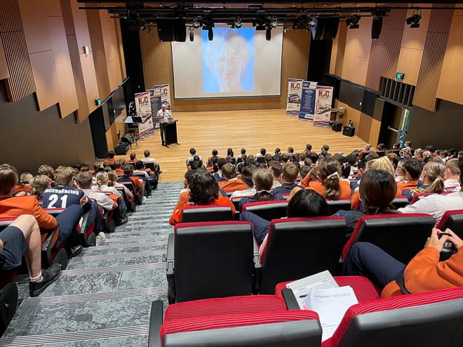 Paul Stanley talks with the Students at St Stephens College