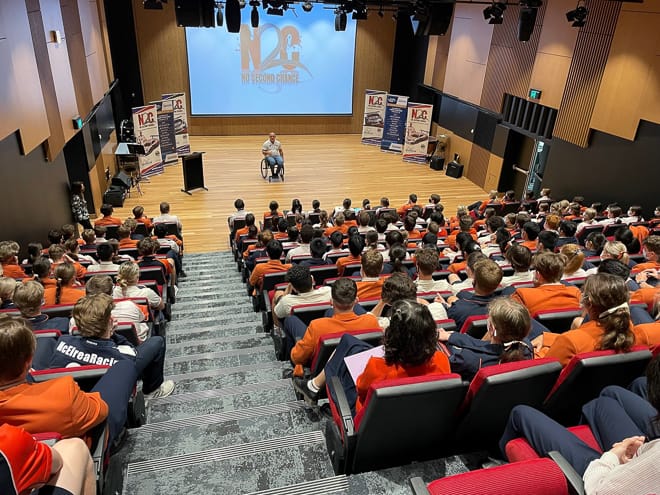 Matt Speakman talks with the Students at St Stephens College