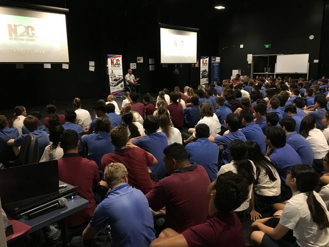 Paul Stanley talks with the students at Brisbane State High School